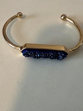 Gold and Blue Geode Cuff Bracelet
